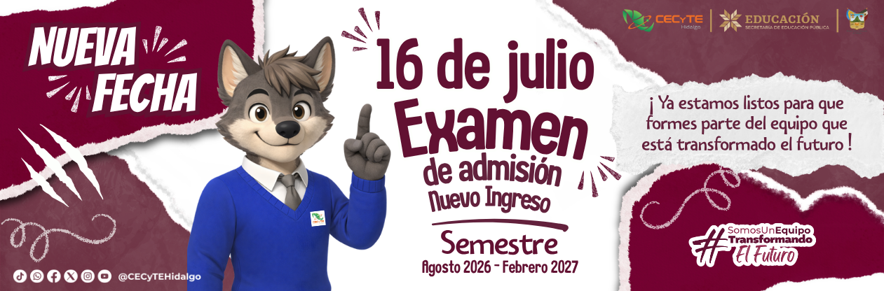 Fecha Examen de admisión CECYTEH